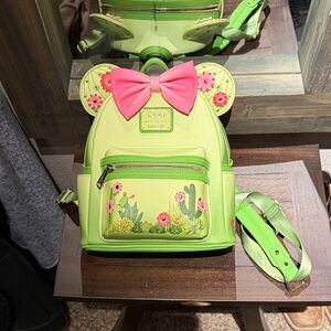 Loungefly Lime Green Backpack with Pink Bow